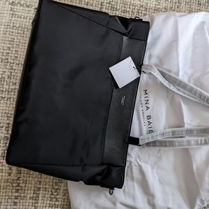 Black Diaper Tote with laptop sleeve